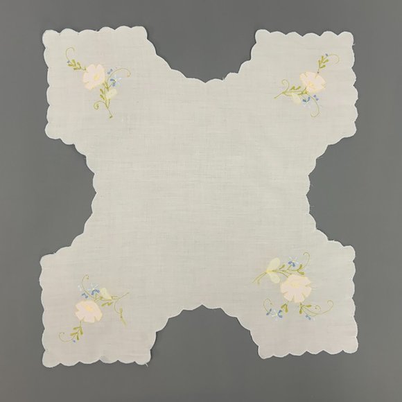 Vintage Bread Busket Napkin Hand Embroidered Flowers - Picture 5 of 16